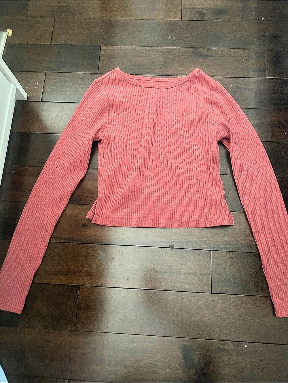 Aritzia waffle, pink long sleeve top in XS